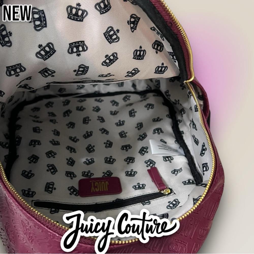New NWT Juicy Couture Logo design Royal Sports Backpack Book bag with coin pouch - Picture 10 of 11